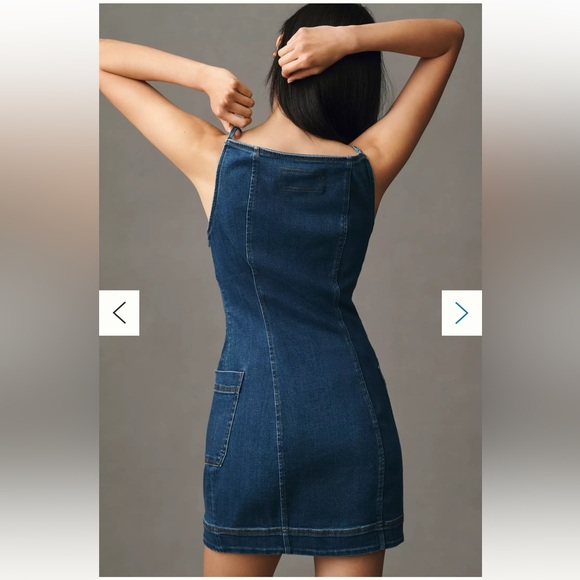 Maeve by Anthropologie High Square-Neck Button-Front Denim Mini Dress Size S - Picture 3 of 15